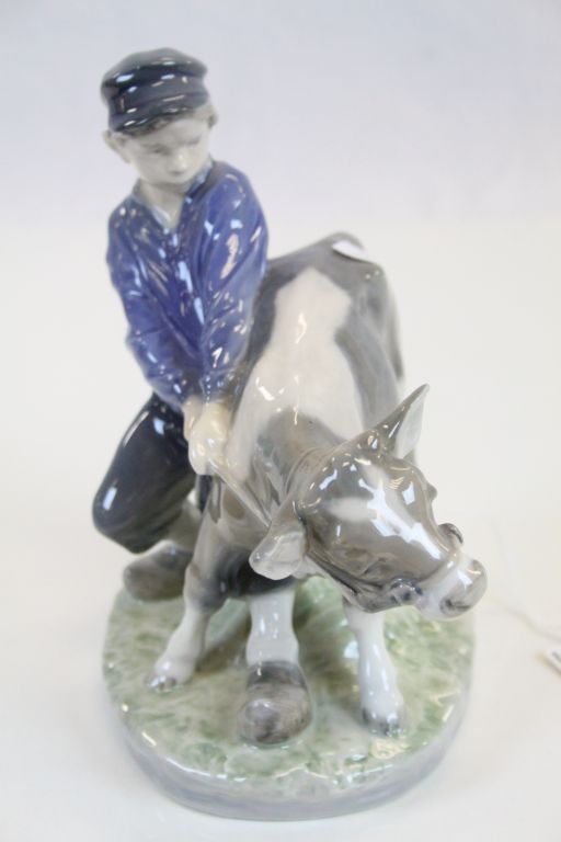 Royal Copenhagen Figure of a Boy holding a Calf, model no 772, 17cms high - Image 2 of 4