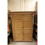 19th century Pine Housekeepers Cupboard, the Two Doors opening to reveal Three Shelves, 132cms