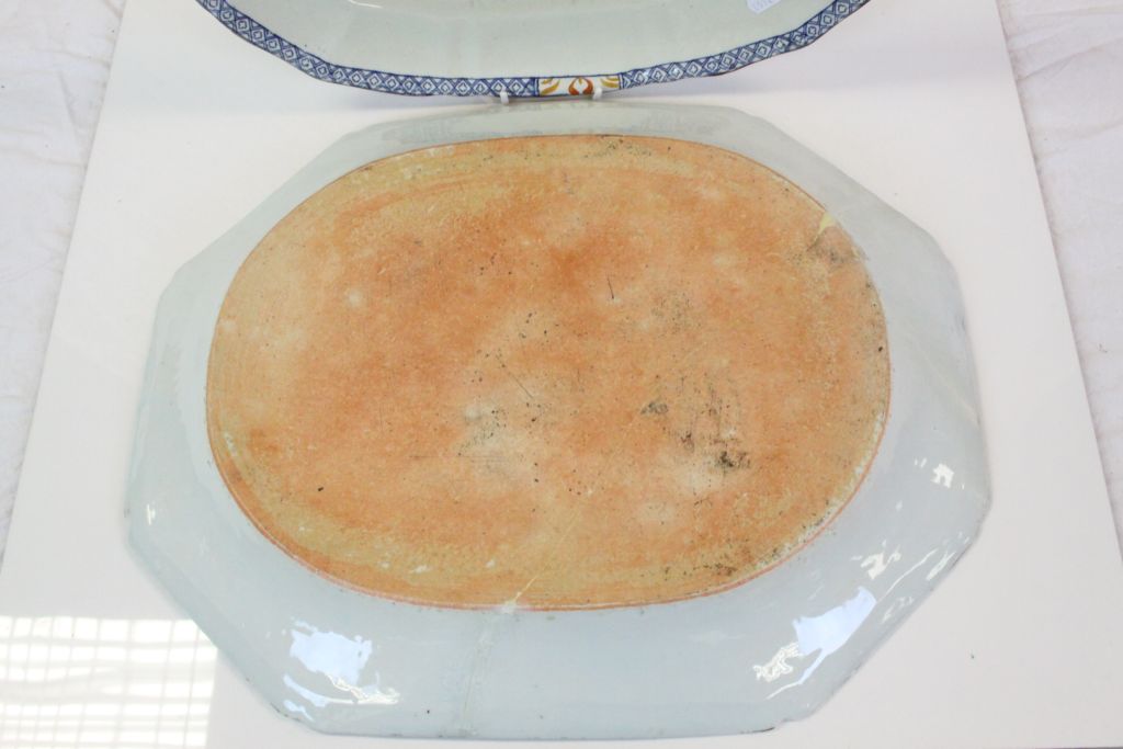 Chinese Blue and White Meat Plate 47cms (a/f) together with Mason's ' Jardiniere Pattern ' Meat - Image 4 of 5