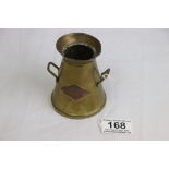 Vintage Brass and Copper Match Holder and Striker in the form of a Milk Churn, 9cms high