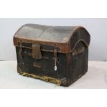 Victorian Leather and Canvas Domed Top Trunk