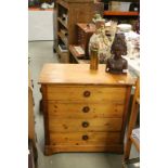 Late Victorian Pine Four Drawer Chest of small proportions