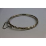 Silver Bangle with Safety Chain, makers mark CH