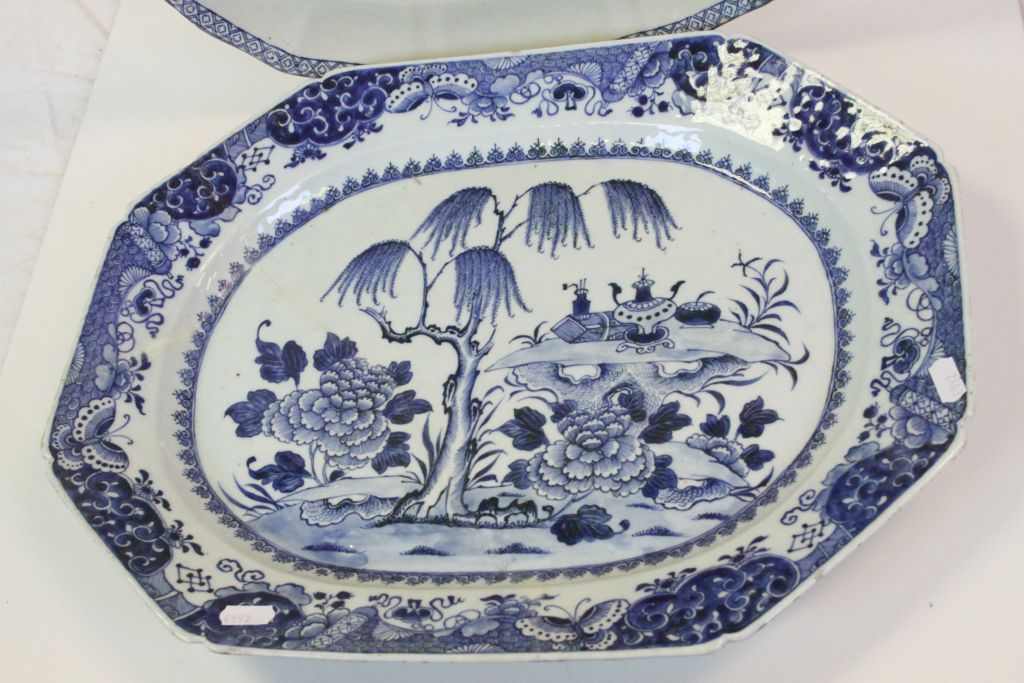 Chinese Blue and White Meat Plate 47cms (a/f) together with Mason's ' Jardiniere Pattern ' Meat - Image 3 of 5