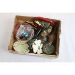 Box of Mixed Irish Collectables and Four Murano Glass Figures