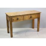 19th century Pine Farmhouse Dresser Work Top fitted with Two Drawers below