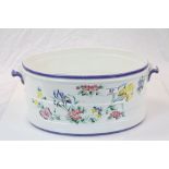 Ceramic Oval Footbath with hand painted floral and butterfly design, 49cms long