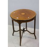 Edwardian Mahogany Inlaid Circular Side Table, 60cms diameter x 71cms high