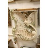 Hand Painted Pine and Gesso Wall Shelf and Planter in the Rococo Style with a design of a Bird,