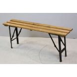 Vintage Pine Slatted Trestle Stool