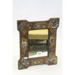 Vintage Mirror, the Wooden Frame with etched and painted Hunting Horses, Hounds and Dogs, 37cms x