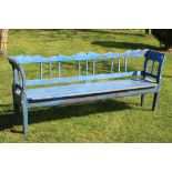 19th century Painted Pine Box Bench, 205cms long x 39cms deep x 89cms high