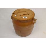Rustic Kitchen Stoneware Crock Pot with Wooden Lid stamped ' Bormy 7 ' ?, 27cms high