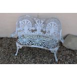 Ornate White Finished Metal Garden Bench, 100cms long x 80cms high
