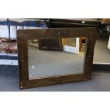 Large Mirror contained in a Substantial Pine Frame with Applied Metal Roundels, 120cms x 90cms