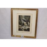 Herbert St John Jones, Oil on Paper Painting of Waterfall titled Lodore and signed