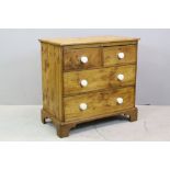 Small Victorian Pine Cottage Chest of Two Short over Two Long Drawers