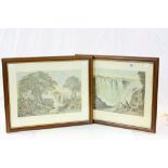 Pair of Thomas Baines African Scene ' Garden Island ' Prints ' depicting Victoria Falls and