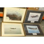 Aviation Interest, Pair of Pictures of Spitfires and Two of U.S. War Planes (4)