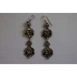 Pair of Silver and Peridot Art Nouveau Style Drop Earrings