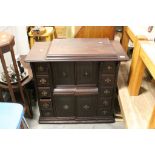 Late 19th century Walnut Singer Sewing Machine Cabinet with Lift-Up Singer Sewing Machine, Four