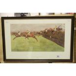 Framed and glazed Limited edition Cecil Aldin Print "The Grand National - Belcher's Brook" with