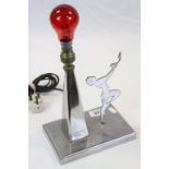 Art Deco Table lamp with Nude female Silhouette and all over Chrome finish, stands approx 23cm not