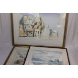 Three Framed and Glazed Watercolours including Nicholas Poullis Venice Scene signed, David