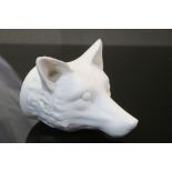 Parian Ware Fox Head Stirrup cup, unmarked & approx 15cm long