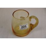 Victorian amber coloured glass mug, possibly James Powell, height approximately 9.5cm
