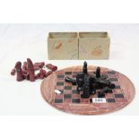 Stone Effect Chess Set with Black and Red Pieces (largest piece 8cms) together with a matching