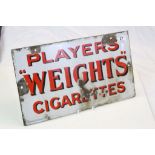 Vintage Enamel Advertising sign "Players Weights Cigarettes", measures approx 45 x 25cm