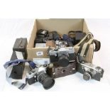 Cameras and Accessories including Bakelite Cased No.2 Hawkette, 35mm including Praktica, Ilford,