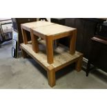 Marble Effect Oak Framed Coffee Table and Two Matching Side Tables