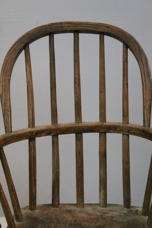Antique Child's Hoop Back Windsor Elbow Chair with Elm Seat together with an Antique Elm Seated - Image 5 of 7