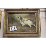 Oil on Canvas Gilt Framed Study of a Working Dog and Game Bird