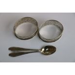 Two Silver Napkin Rings and Two Silver Spoons