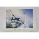 J W Mitchell Limited Edition Military Fighter Plane Print titled ' The High Fighter ' signed by