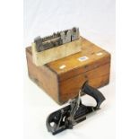 Stanley No. 78 Rebate Woodworking Plane with Spare Irons / Cutters contained in Wooden Box