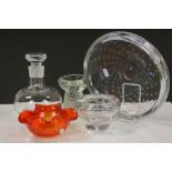 Small collection of Art Glass to include an Orrefors Decanter & Whitefriars