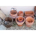 Collection of Clay, Ceramic and Wooden Garden Flower Pots, approx. 23