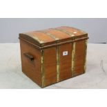 Brass Bound Wooden Coal Box in the form of a Treasure Chest with Zinc Liner, 42cms long x 32cms