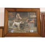 Framed Oil Painting Study of Terrier Dogs in a Byre