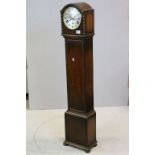 Waring & Gillow 1930's / 40's Oak Cased Grandmother Clock with Silvered Dial, 132cms high