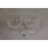 Pair of Waterford cut glass brandy glasses, oval and hobnail decoration to bowls (2)