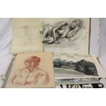 Large Quantity of Unframed Pictures including Watercolours, Nude Studies and many others