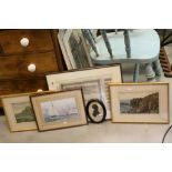 Framed Bilbao Pesatas Bond. Silhouette and Three Framed Pictures of Cornwall