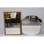 1930's / 40's Shaped Wall Mirror together with a Wooden Framed Mirror