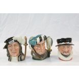 Three Royal Doulton character jugs to include; The Falconer D6533, Beefeater D6206, Athos D6452