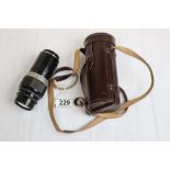 Ernst Leitz Wetzlar Elmar camera lens f= 13.5cm, 1:4.5 no. 142693 in original leather case